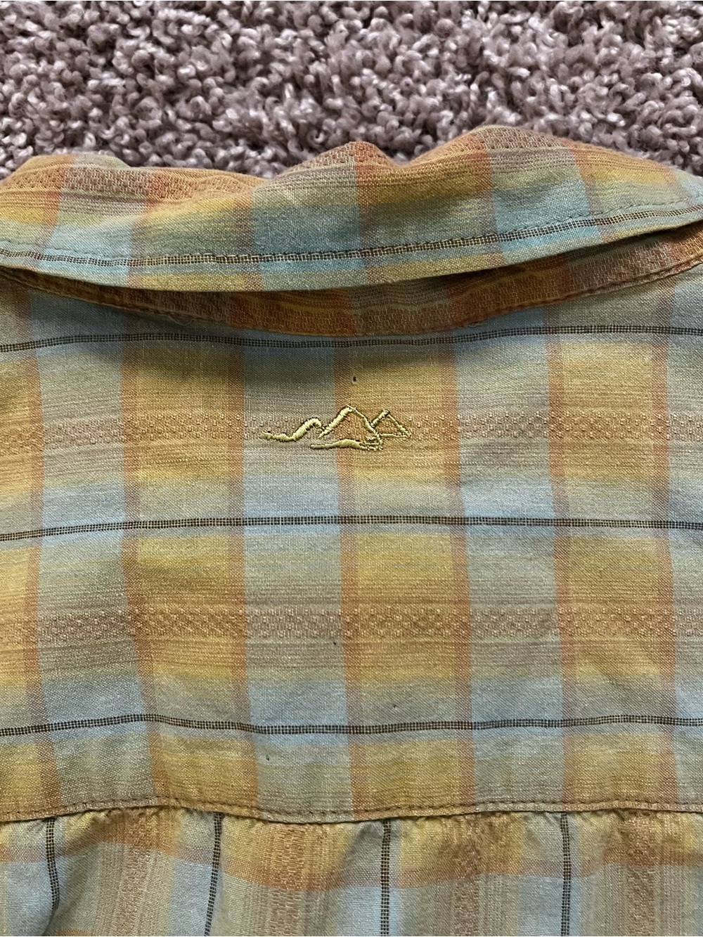 Columbia Men’s Yellow and Green Plaid Short-Sleeve Button-Down Shirt - Picture 7 of 7
